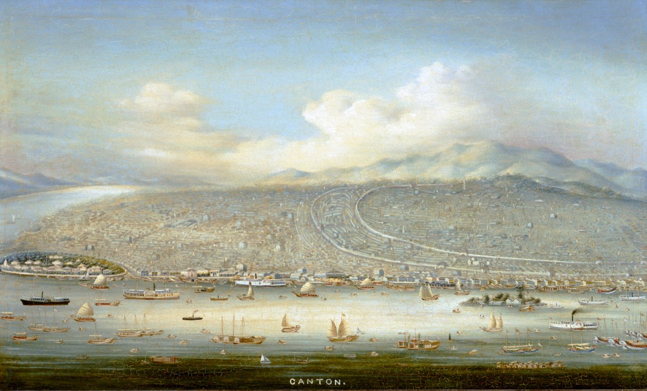 Ansicht von Kanton mit Shamian-Insel im Jahr 1865, um 1880 von Yichang Yichang