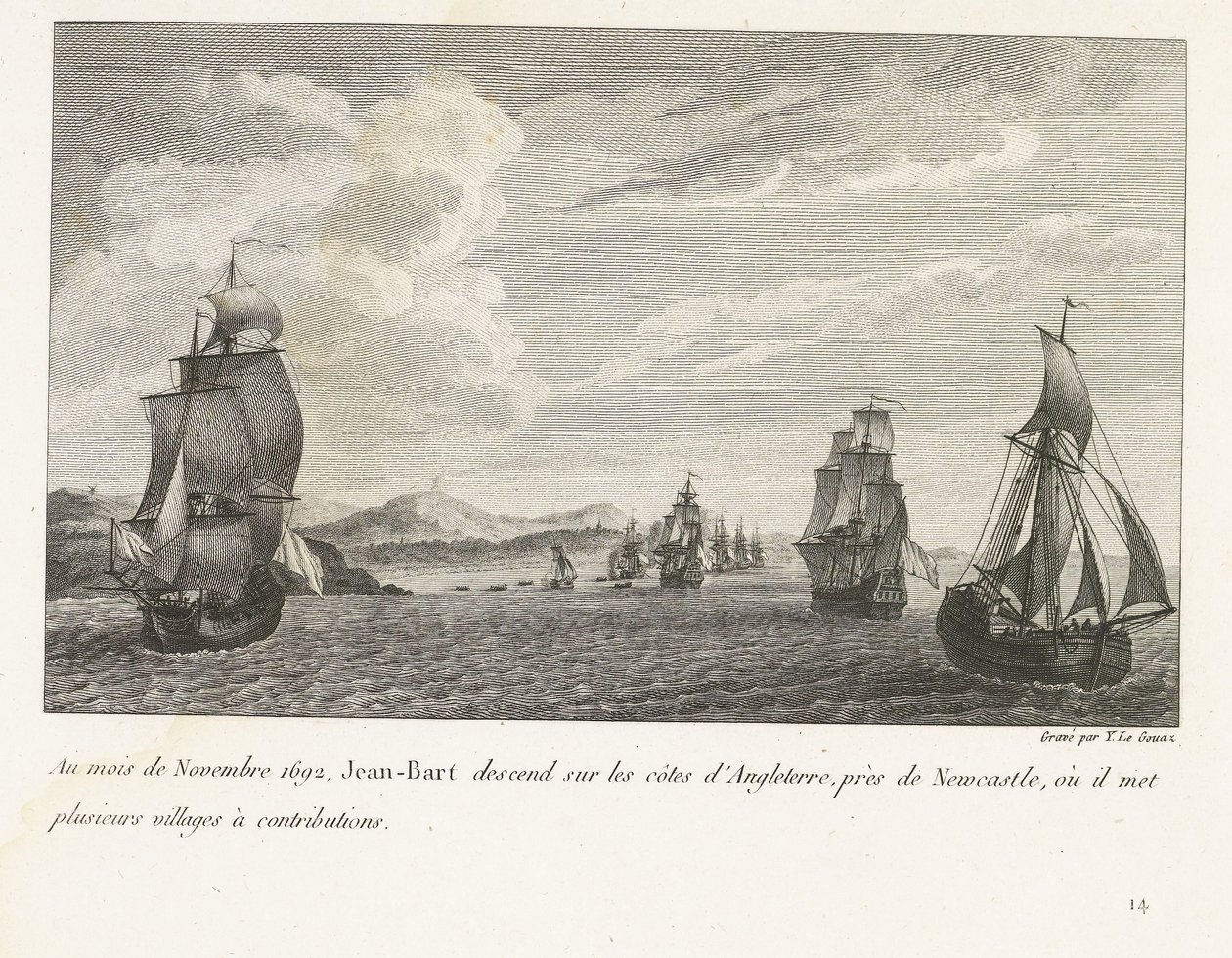 Jan Bart vor der englischen Küste bei Newcastle, 1692 von Yves Marie Le Gouaz
