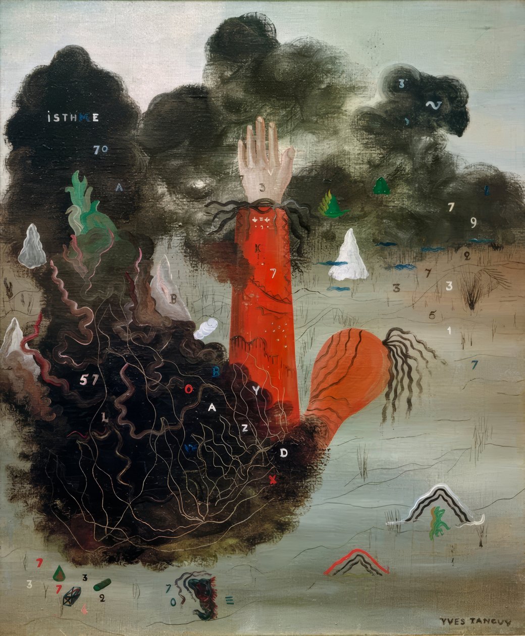 Die Hand in den Wolken von Yves Tanguy