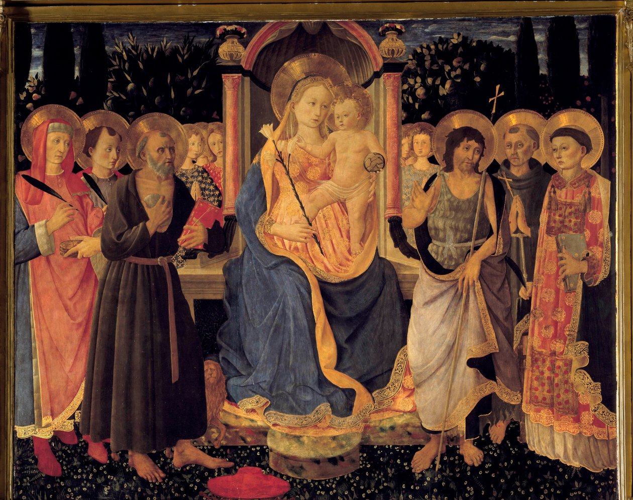 Der Altar von St. Hieronymus Die Jungfrau und das Kind, ca. 1460 von Zanobi di Benedetto Strozzi