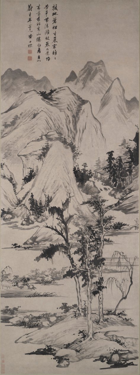Landschaft im Stil von Ni Zan (1301-1374) von Zha Shibiao