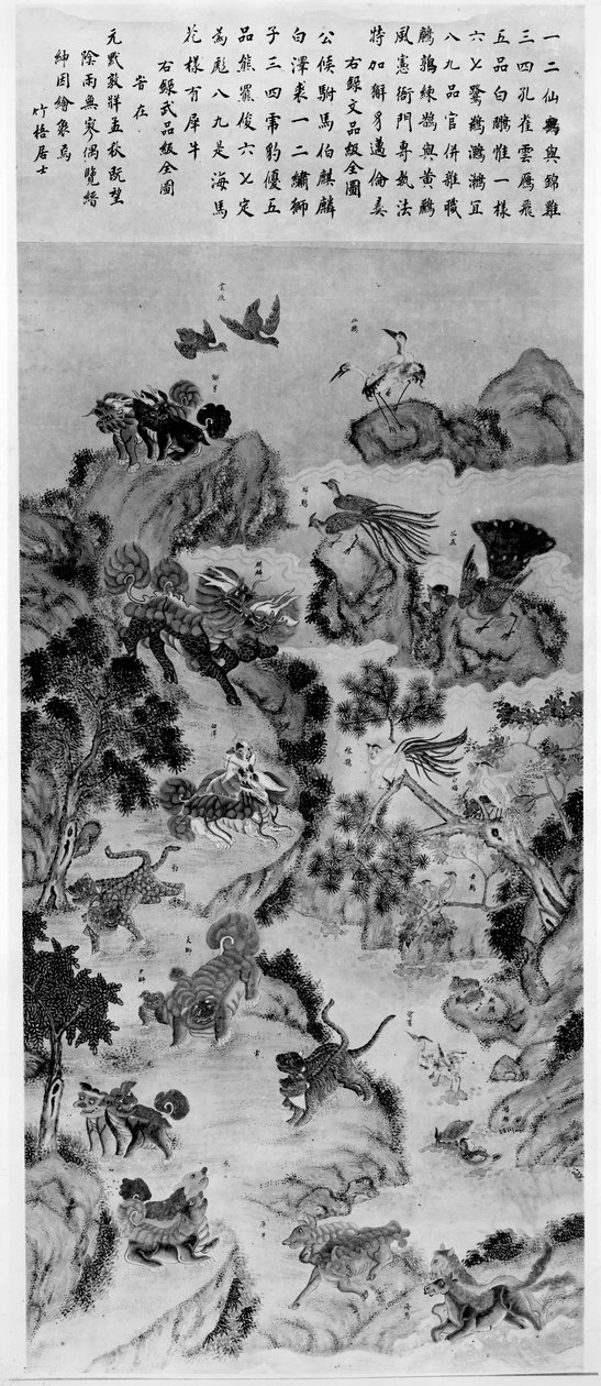 Vögel und Tiere, die in militärischen Abzeichen verwendet werden, spätes 19. Jahrhundert von Zhuwu Jushi