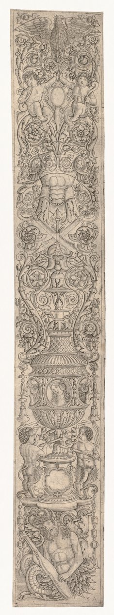 Ornamenttafel: Triton und zwei Satyrkinder von Zoan Andrea