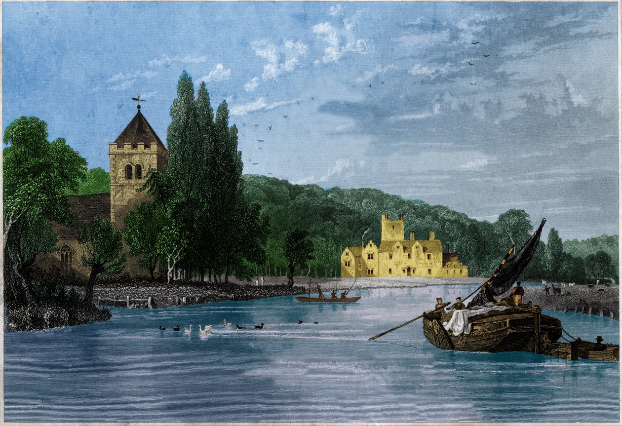 Abtei von Bisham, Komturei der Templer, Graf von Berkshire (Gravur) von . .