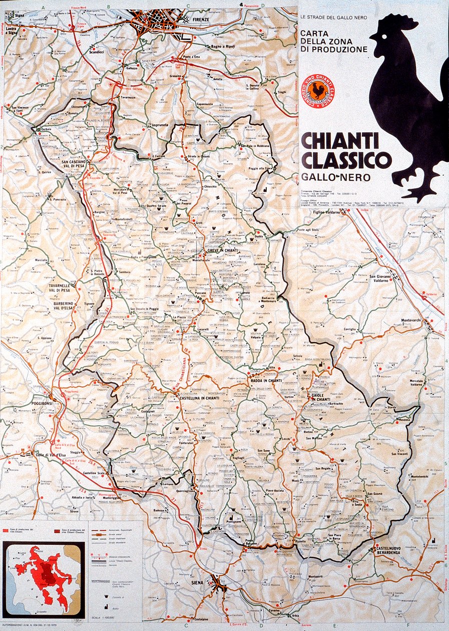 Karte des Chianti Classico Gebiets von Henry Charles Fehr