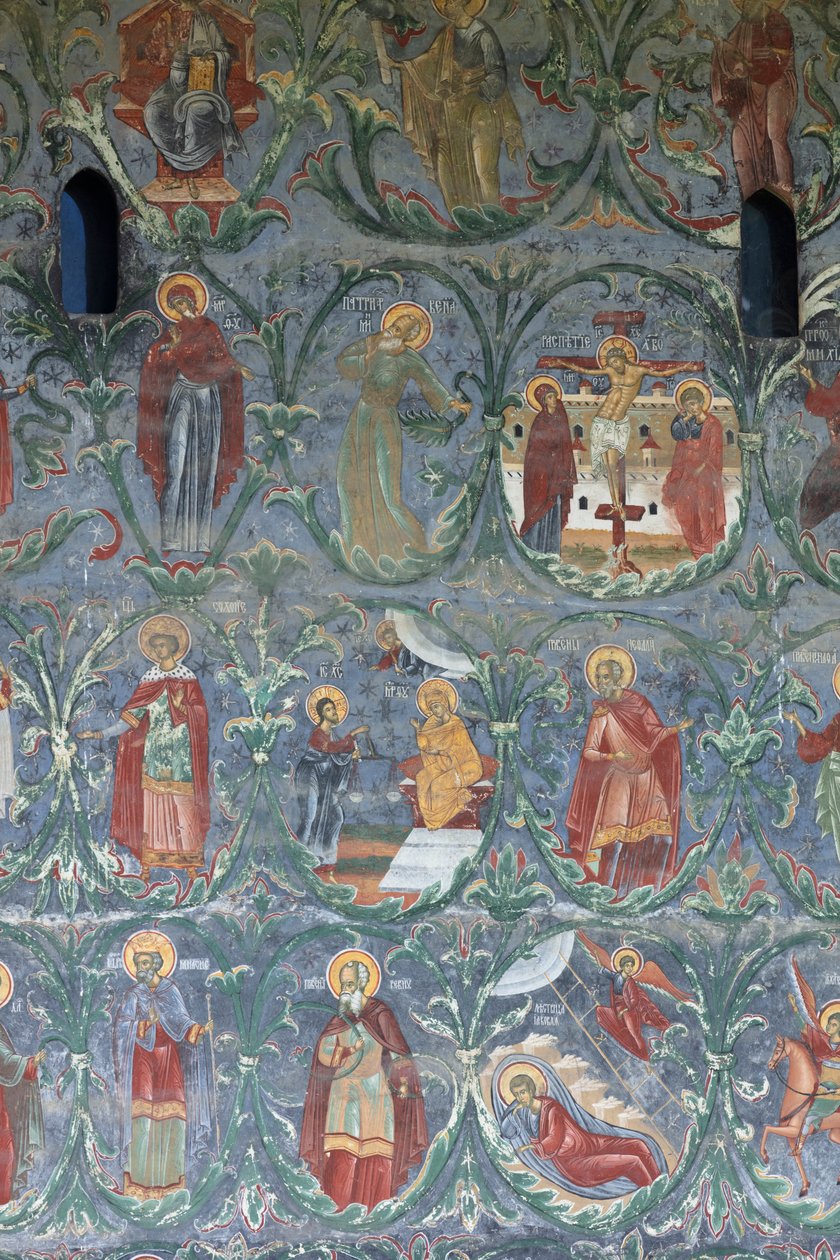 Kloster (manastirea Sucevita). Die Kirche. Außenansicht. Südwand. Wandmalerei von . .