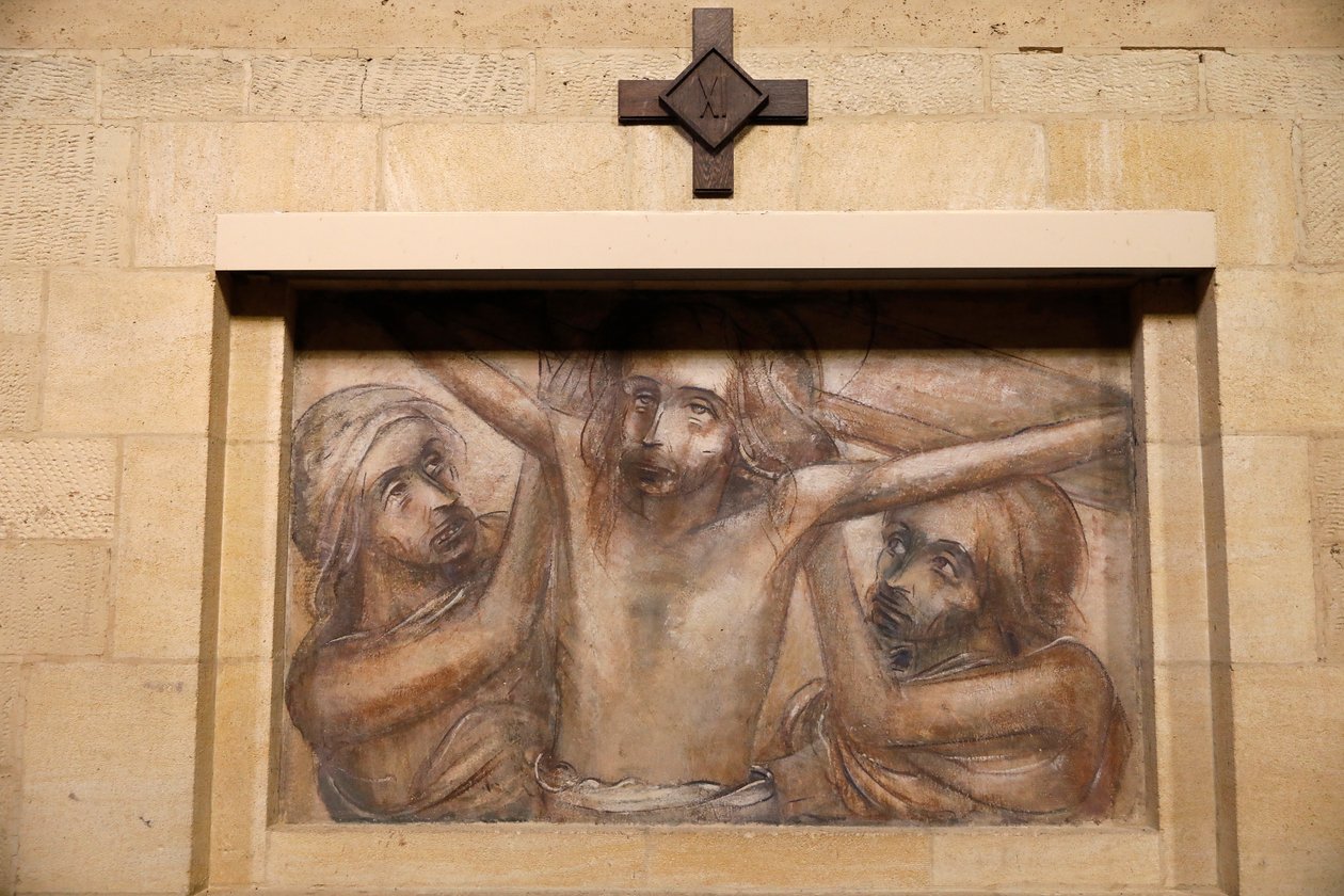 Orval Trappistenabtei, Belgien. Kirche. Kreuzweg. 11. Station von . .
