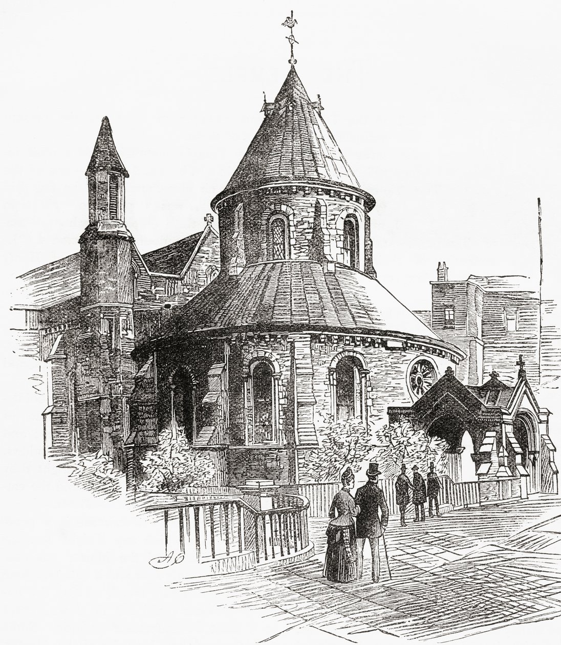 Die Temple Church, London, England, im 19. Jahrhundert. von . .