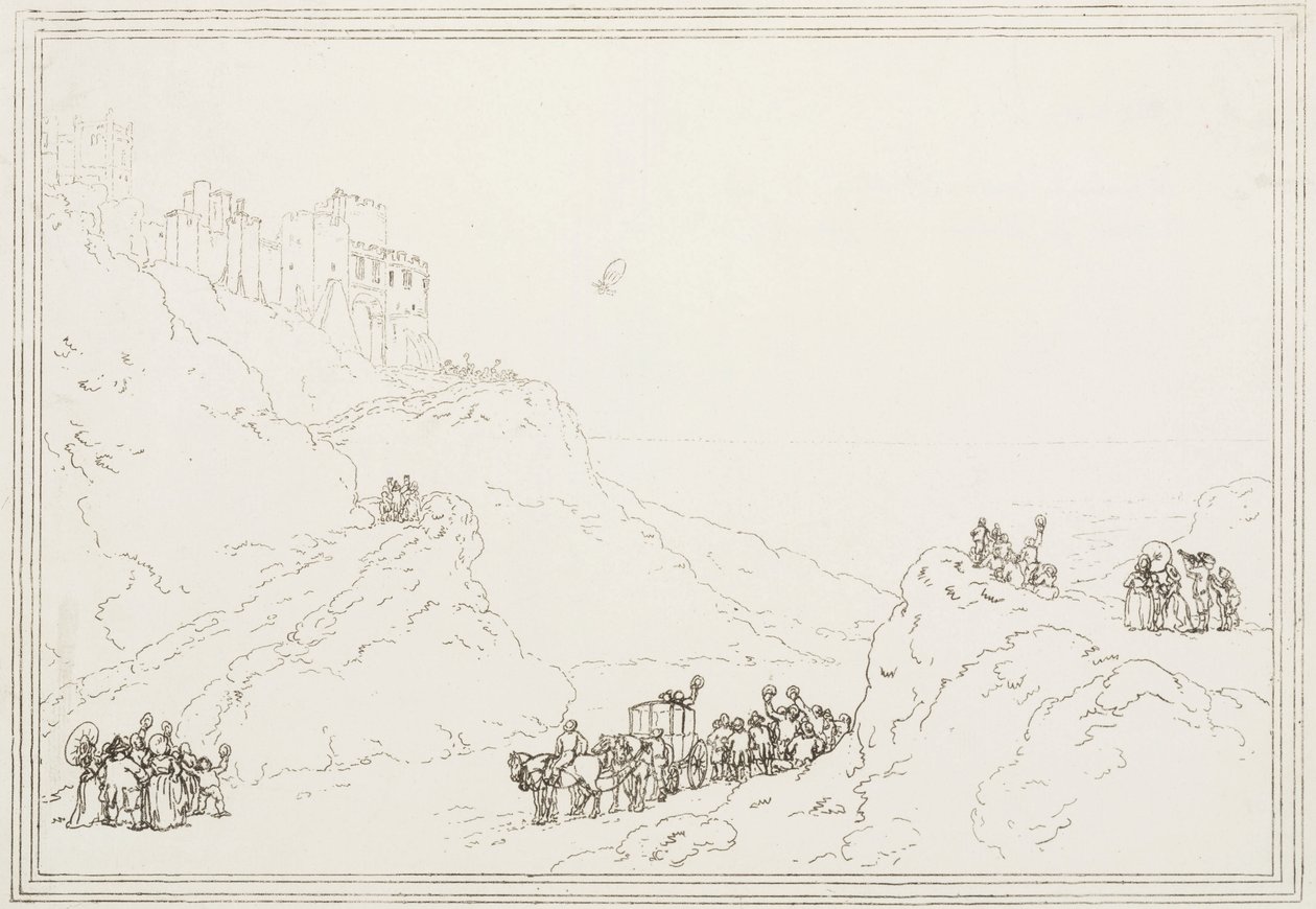 Die erste Kanalüberquerung mit einem Ballon, 7. Januar 1785 von Frederick (attr. to) Barnard