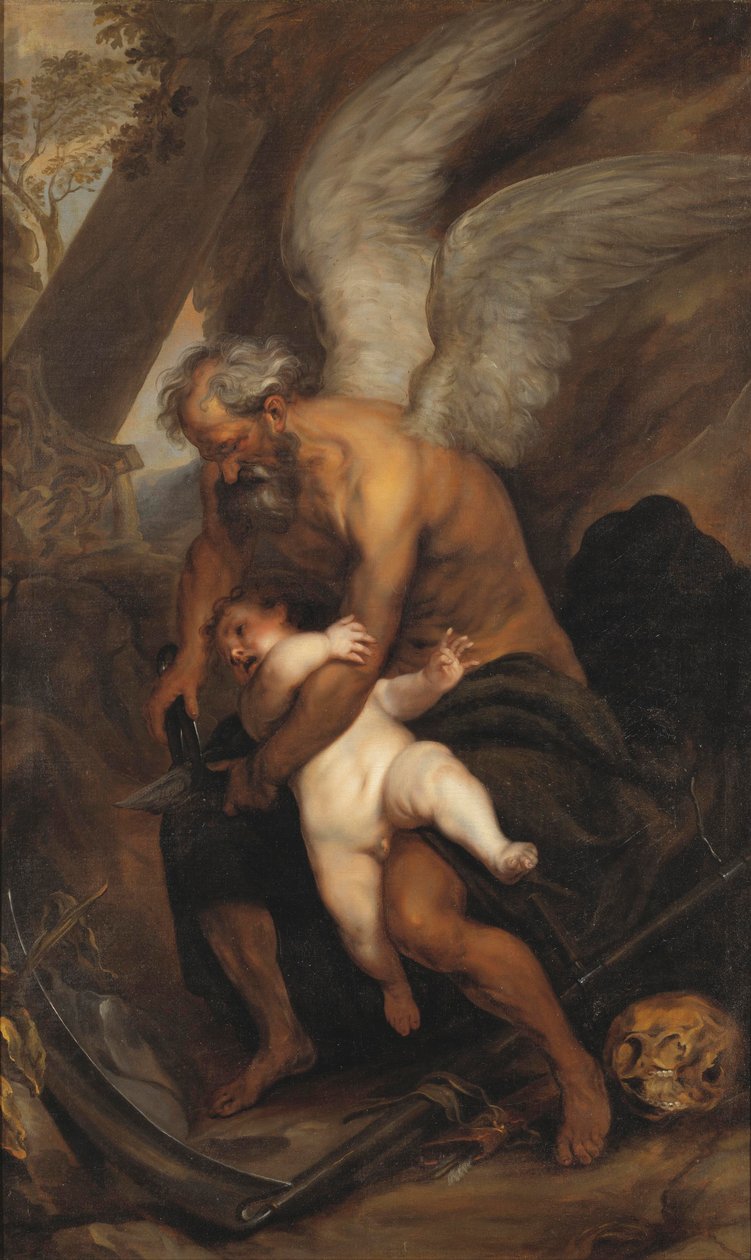 Die Zeit schneidet die Flügel der Liebe von after Anthony van Dyck