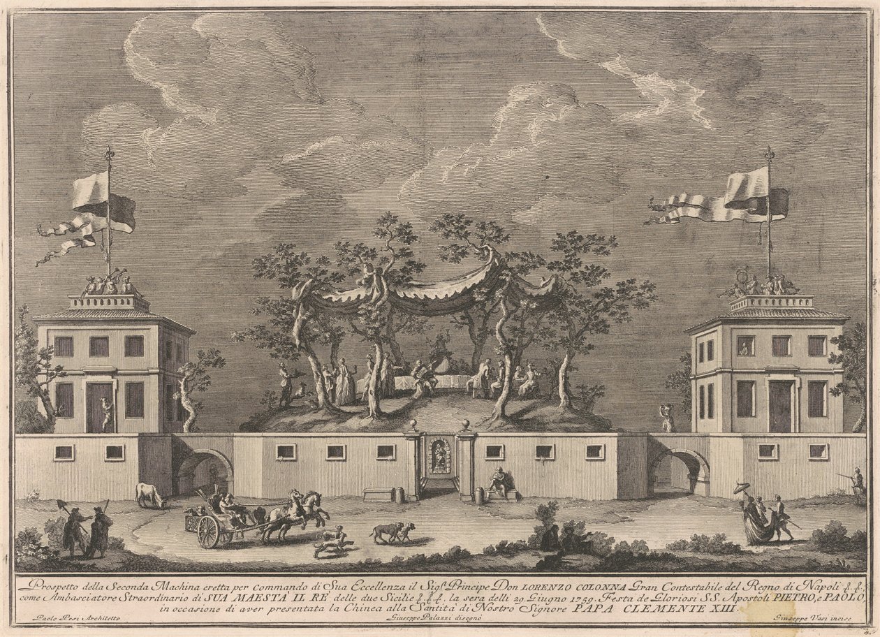 Die zweite Maschine für die Chinea von 1759: Eine "Deliziosa" mit einem Bacchanal von after Giuseppe Palazzi Giuseppe Vasi after Paolo Posi