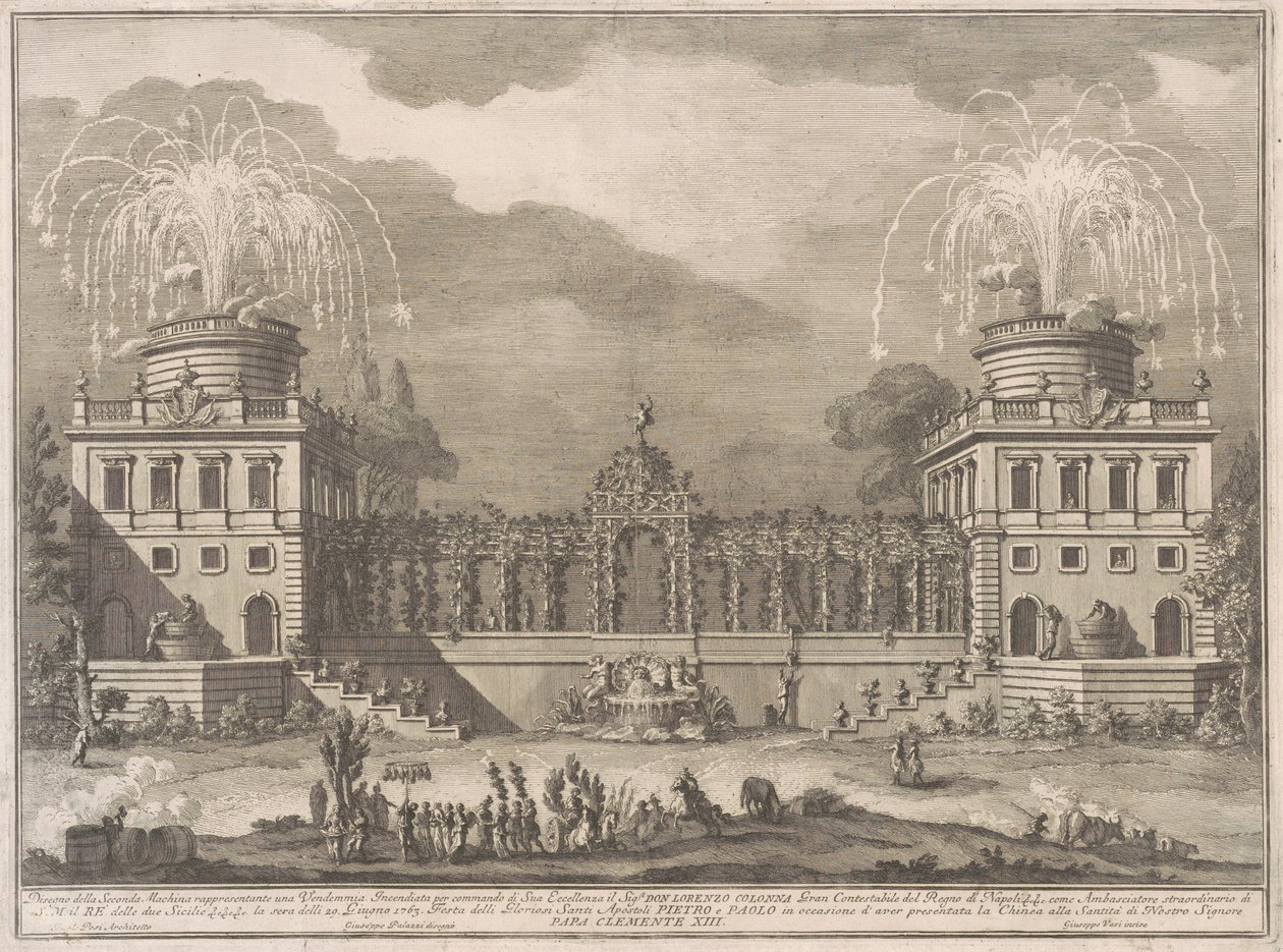 Die Seconda Macchina für die Chinea von 1763: Die Weinlese von after Giuseppe Palazzi Giuseppe Vasi after Paolo Posi