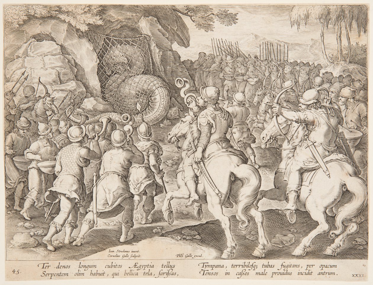 Die Schlange fangen von after Jan van der Straet, called Stradanus