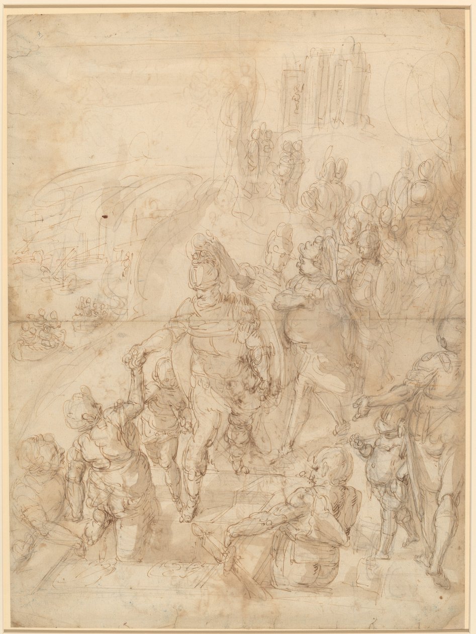 Die Einschiffung des Äneas vom Keraunischen Vorgebirge von after Luca Cambiaso Giulio Benso