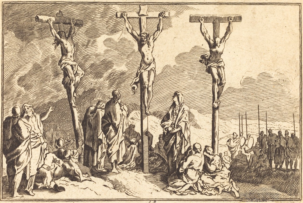 Die Jungfrau, der heilige Johannes und Maria Magdalena am Fuß des Kreuzes von after Sébastien Le Clerc I