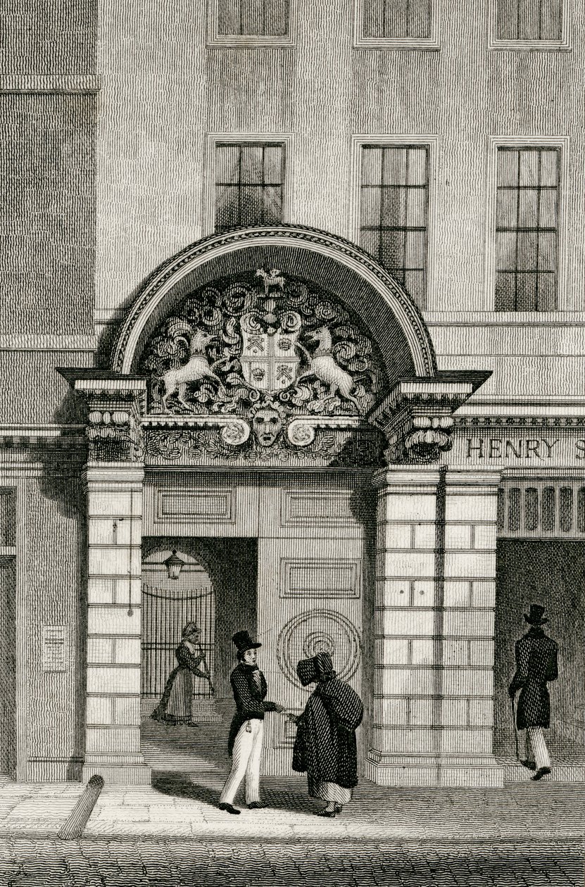 Barber Surgeons Hall, Monkwell Street, 1830 von Thomas Hosmer after Shepherd