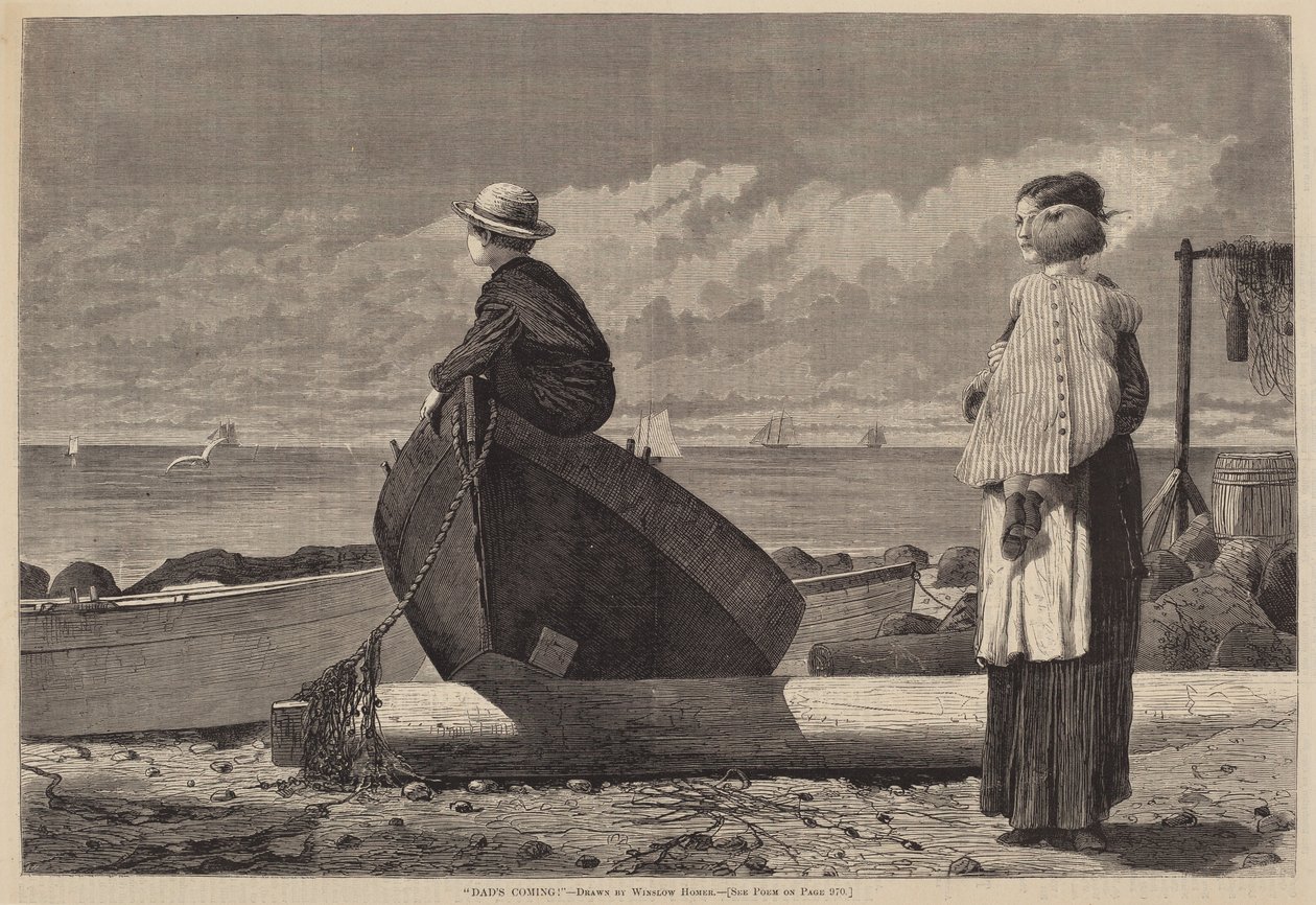 „Papa kommt!“ von after Winslow Homer