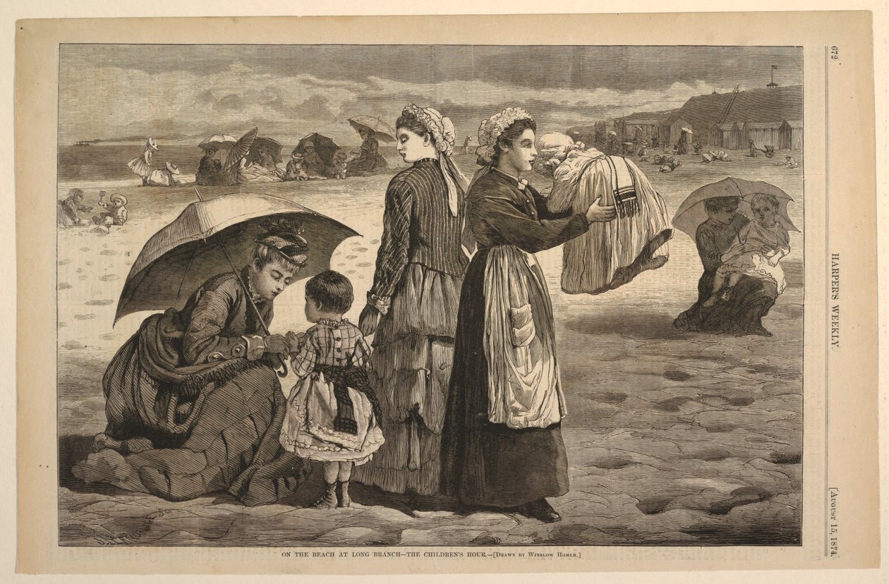 Am Strand von Long Branch – Die Kinderstunde von after Winslow Homer