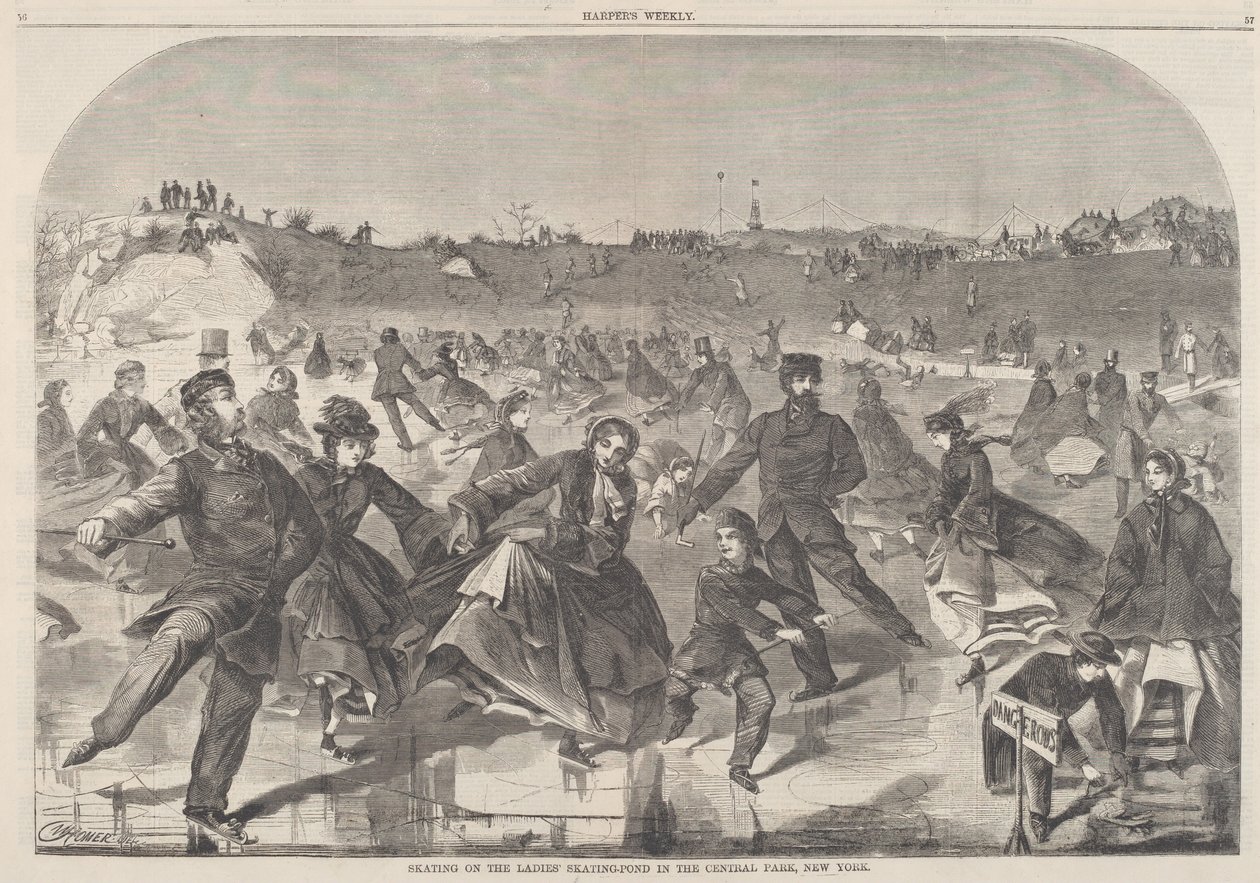 Schlittschuhlaufen auf dem Damen-Teich im Central Park, New York von Winslow Homer
