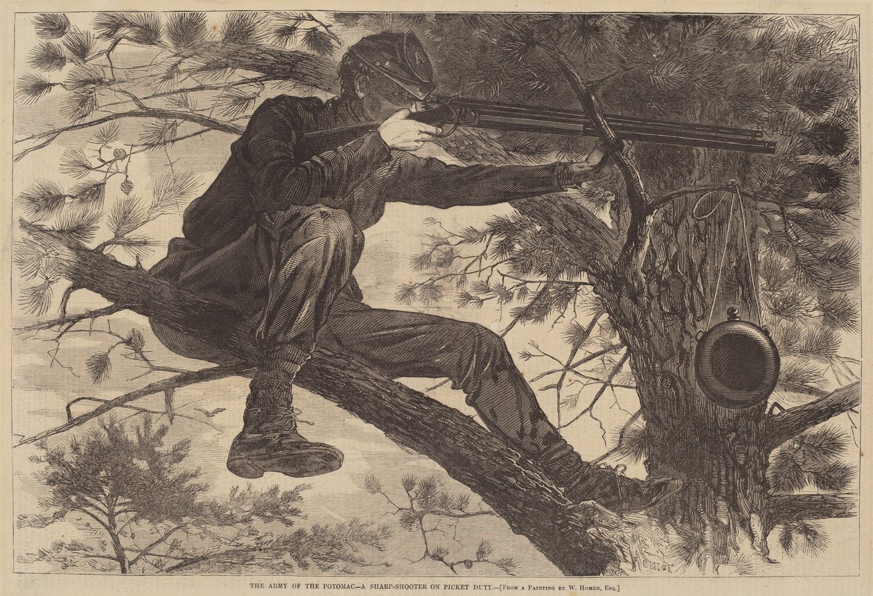 Die Armee des Potomac - Ein Scharfschütze auf Wachposten von after Winslow Homer