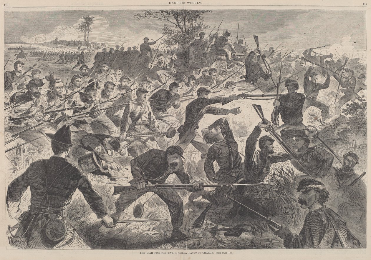 Der Krieg für die Union, 1862 - Ein Bajonettangriff von after Winslow Homer