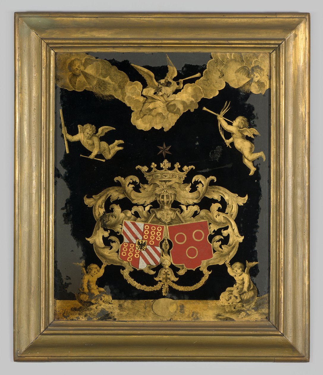 Hinterglasmalerei mit den Wappen der Familien Van Spaen und Van Riebeeck von anonymous 