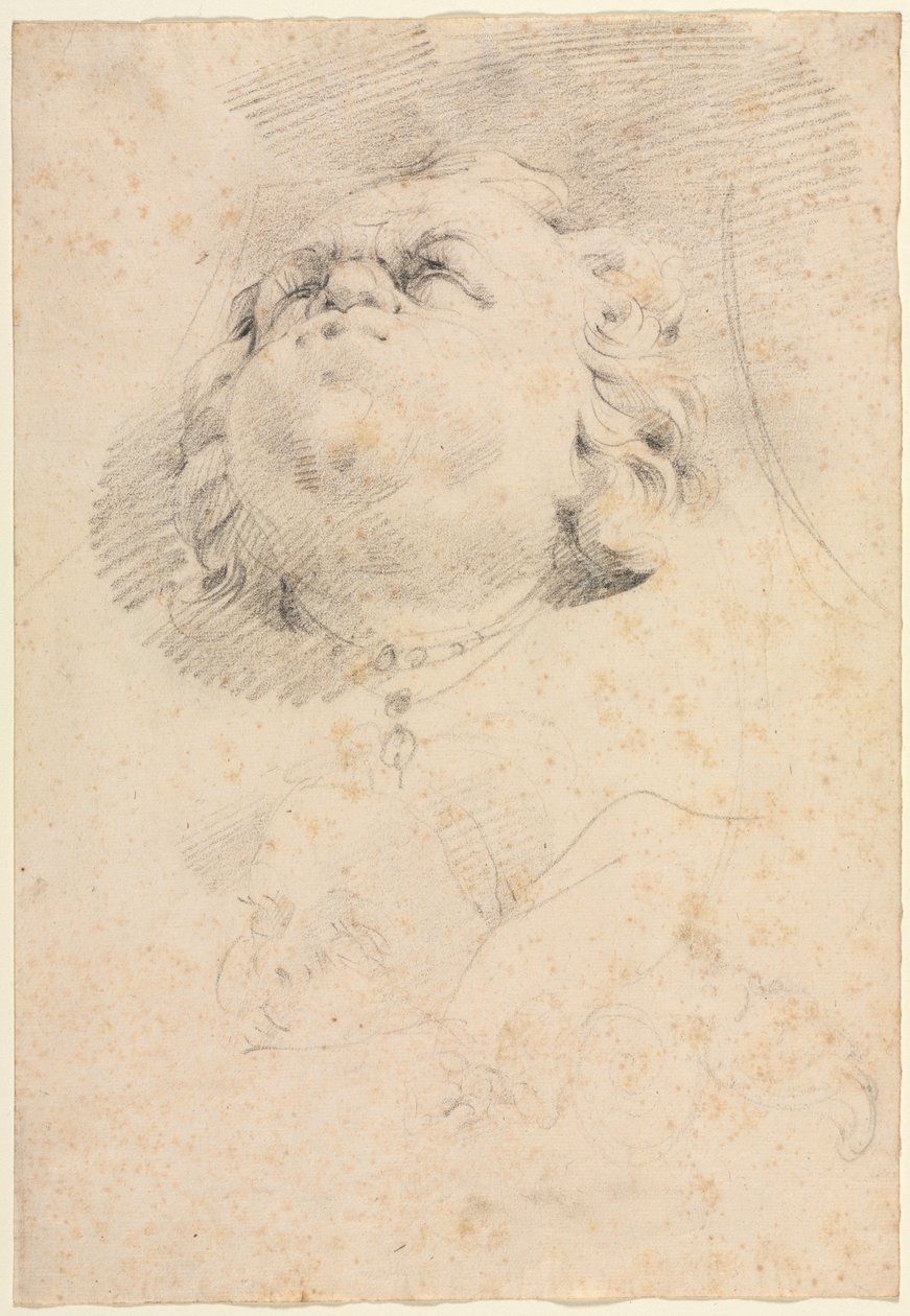 Skizze eines Kopfes nach Giambolognas Neptunbrunnen von attributed to Christophe Veyrier