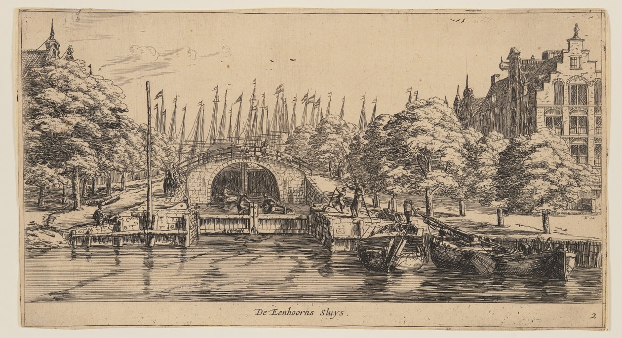 De Eenhorns Sluys, aus Ansichten von Amsterdam von called Zeeman Reinier Nooms