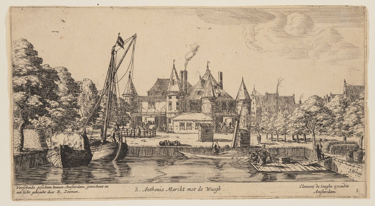 S. Anthonis Markt mit der Waage, aus Ansichten von Amsterdam von called Zeeman Reinier Nooms