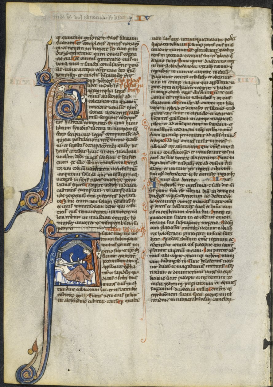 Blatt aus einer lateinischen Bibel: Initiale A und Initiale A: Judith enthauptet Holofernes von circle or workshop of Leber Group