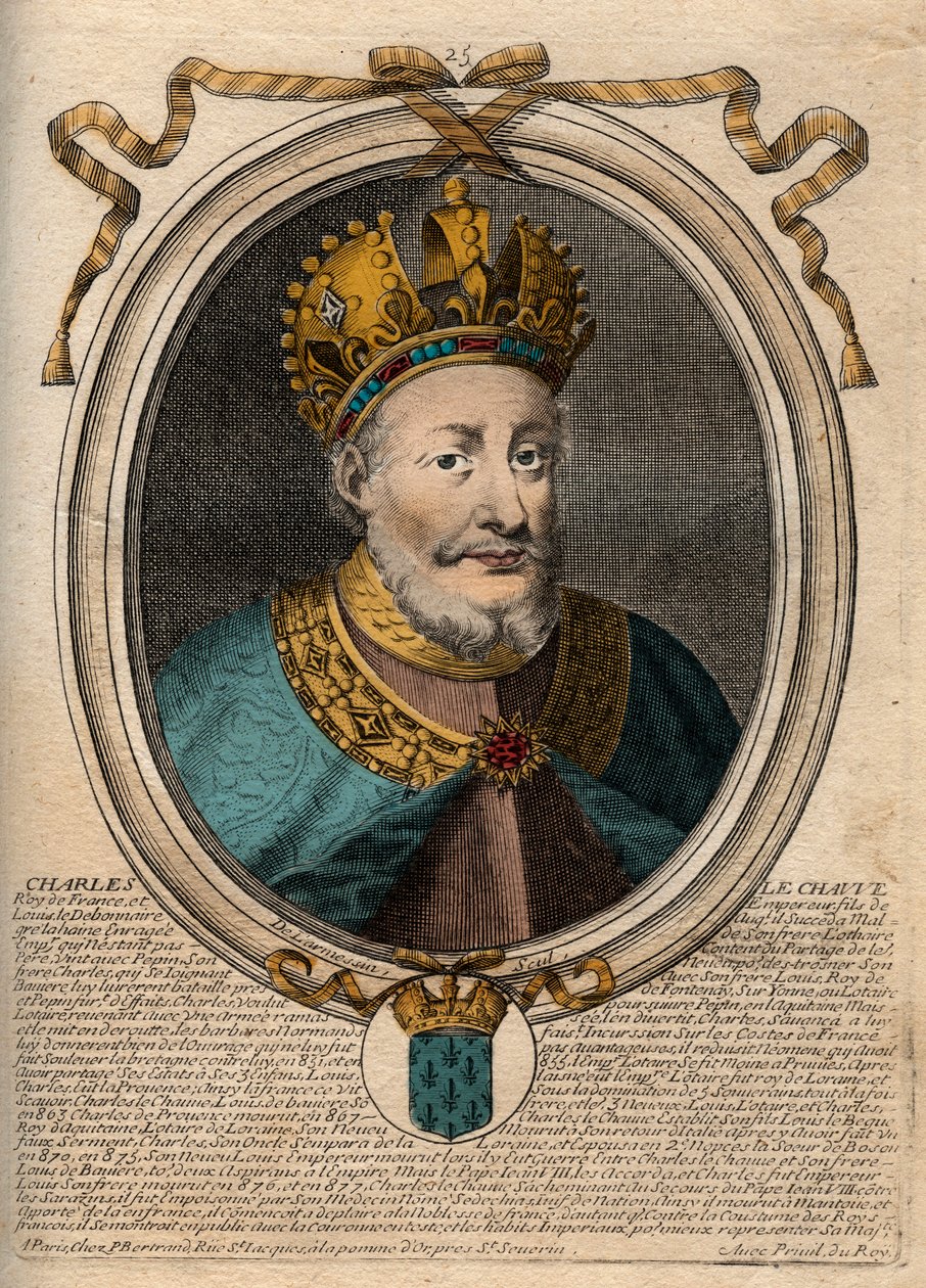 Porträt von Karl II der Kahle (823-877), König von Frankreich - Gravur aus 