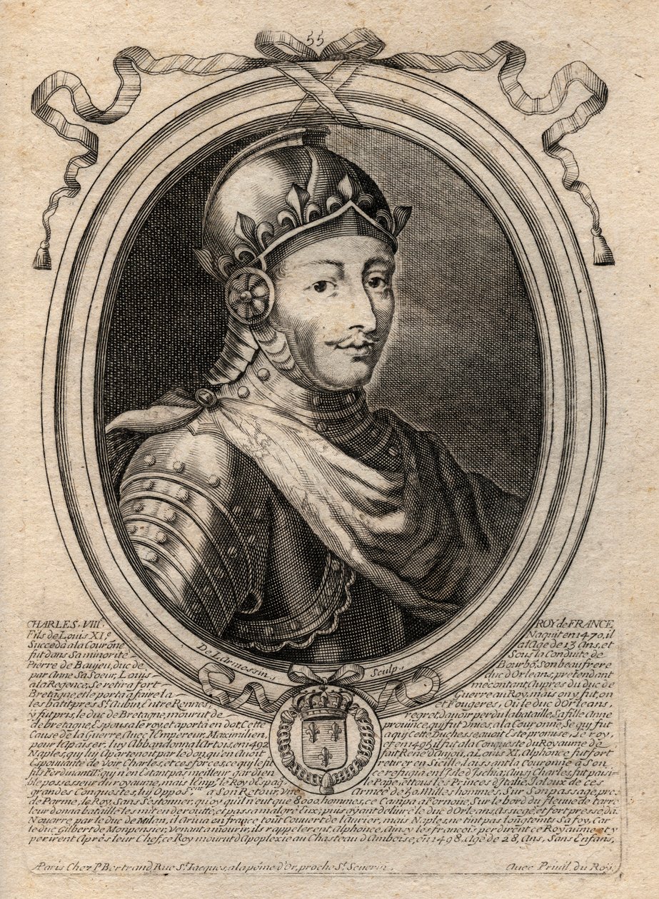Porträt von Karl VIII. (1470-1498), König der Valois-Dynastie - Gravur aus 