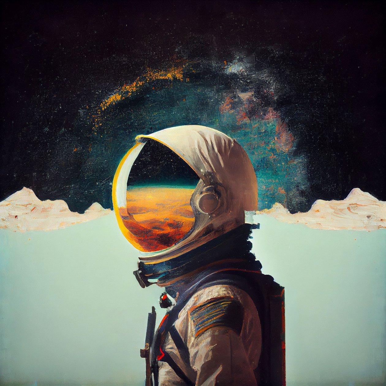 Abstrakter einsamer Astronaut im Weltraum von F. Abderrahim