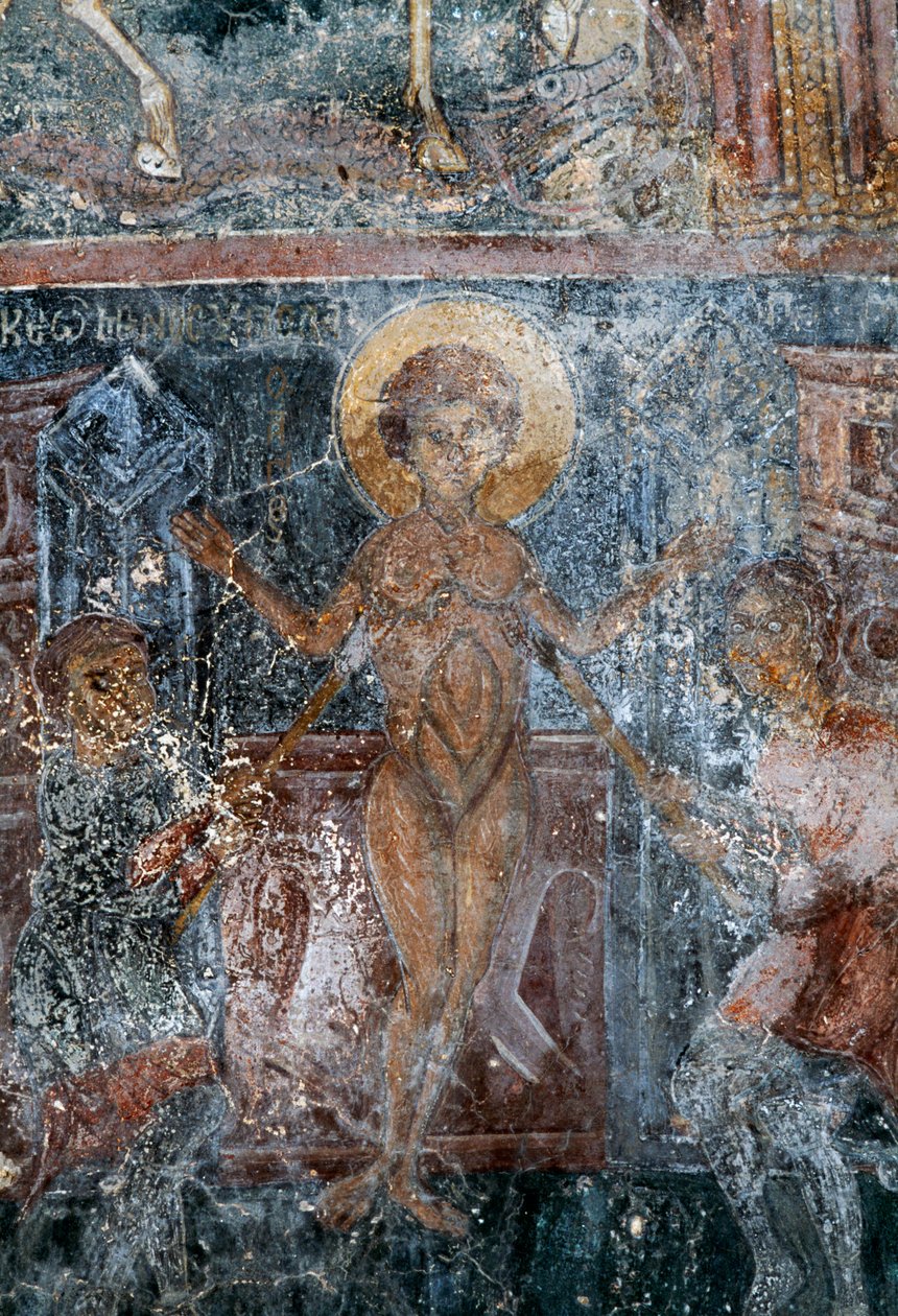 Martyrium Christi, Fresko in der byzantinischen Kirche St. Georg, Komitades, Kreta, Griechenland (Foto) von Theodore Charles Ange Coquelin