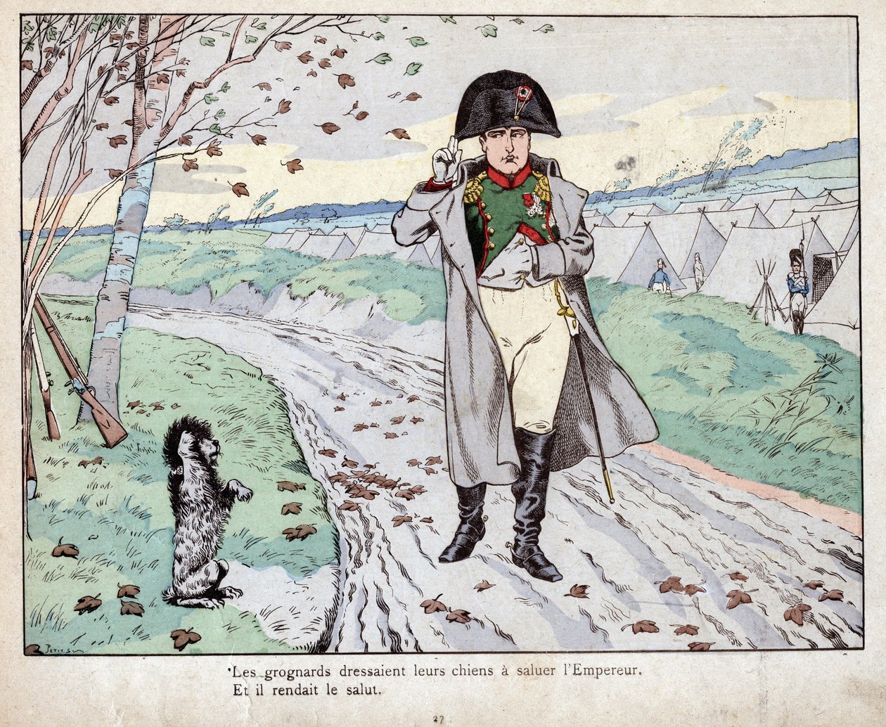 Grognards (Alte Garde von Napoleon Bonaparte) trainierten ihre Hunde ...