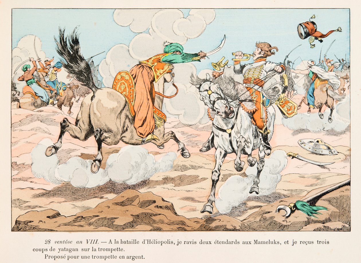 Outfit der französischen Truppen zu allen Zeiten: Husar während der Ägyptischen Kampagne (1798-1801) unter Napoleon Bonaparte von pseudonym for Onfray de Breville Jacques Job