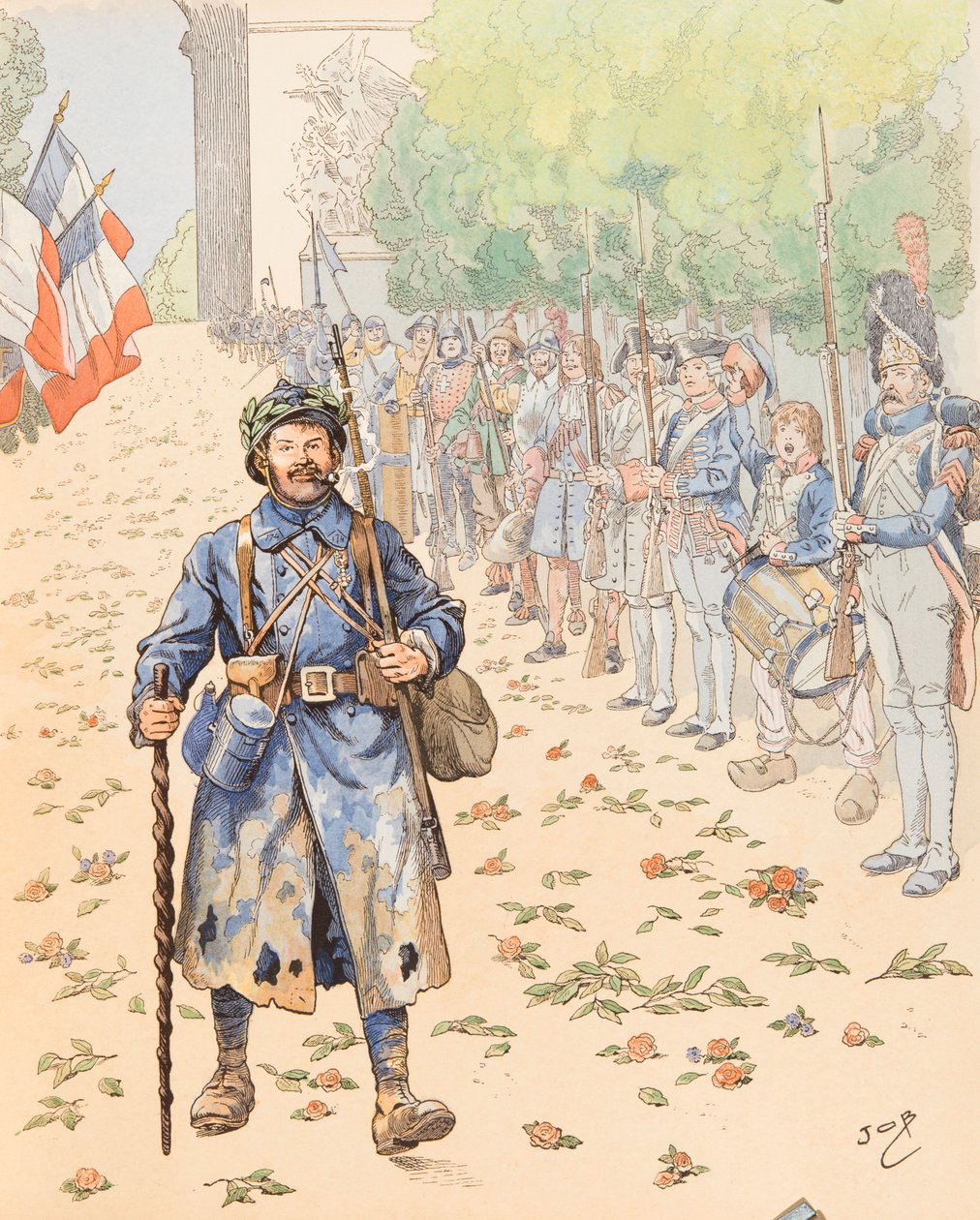 Le triumphe du poilu (Allegorie des französischen Militärs, das den Poilu ehrt) von pseudonym for Onfray de Breville Jacques Job