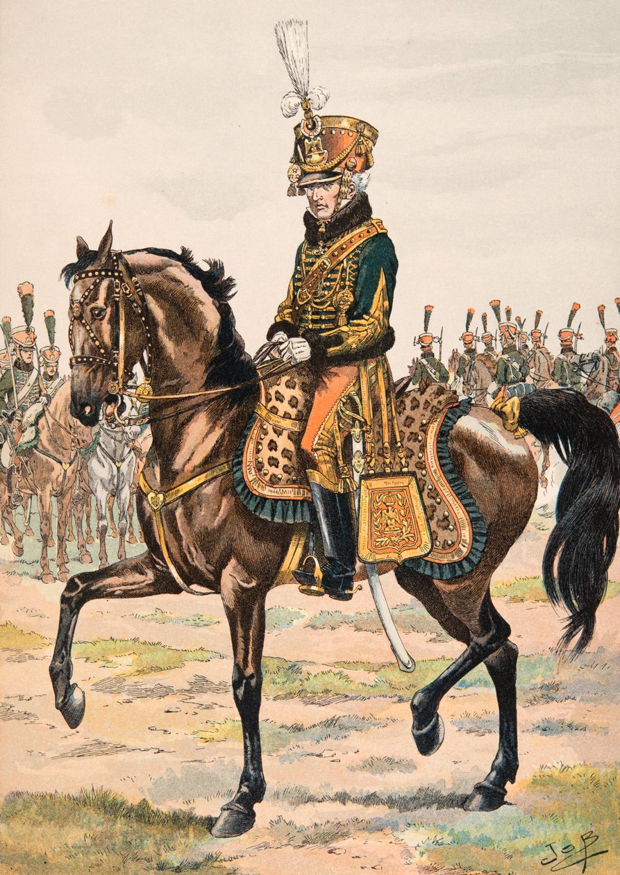 Illustration: Uniformen der französischen Truppen zu allen Zeiten - General, der eines der Regimenter der Ehrenwache 1813 befehligt von pseudonym for Onfray de Breville Jacques Job