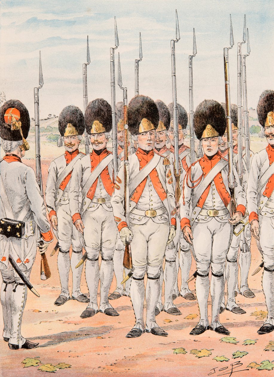 Outfit der französischen Truppen zu allen Zeiten: Grenadiere des Regiments von Orleans Infanterie (1765 - 1775) von pseudonym for Onfray de Breville Jacques Job