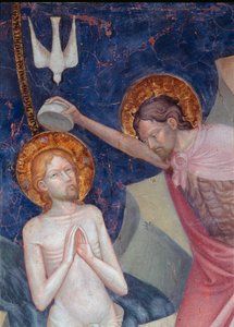 Johannes der Täufer tauft Christus (Detail). Fresko von Lorenzo (ca. 1374-1420) und Jacopo (? - nach 1427) Salimbeni 1416. Urbino Oratorio di San Giovanni