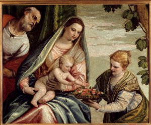 Die Heilige Familie mit einem Stifter (Heilige Dorothea). Gemälde von Paolo Veronese (1528-1588) 16. Jahrhundert Bordeaux, Musée des Beaux Arts von Veronese