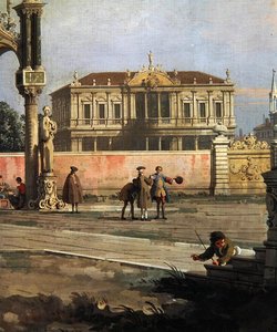 Detail eines Stadthauses und eines öffentlichen Platzes von Canaletto