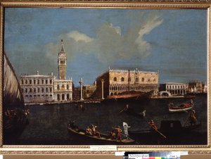 Ansicht des Canal Grande, des Dogenpalastes und des Markusplatzes in Venedig von Canaletto