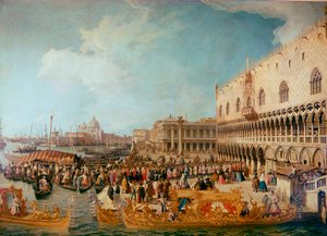 Empfang des kaiserlichen Botschafters Graf Bolagnos im Dogenpalast in Venedig von Canaletto