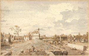 Ansicht von Porta Portello mit dem Brenta-Kanal, Padua (Vue de Porta Portello avec le canal Brenta, Padoue) Federzeichnung von Antonio Canal genannt Canaletto (1697-1768) 1740-1743 Dim 33,1x52,9 cm Albertina, Wien