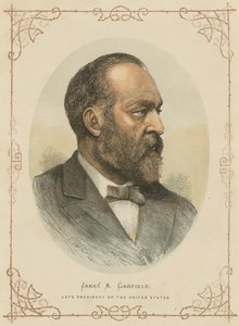 James A. Garfield, 20. Präsident der Vereinigten Staaten (farbige Gravur)