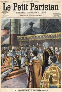 Die Krönung von Edward VII. in Westminster. Titelblatt „The Little Parisien“, 24.08.1902 (Gravur) von (after) Carrey