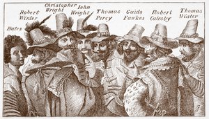 Die Verschwörer des Pulververschwörung, nach einem Stich von 1606 von (after) English School