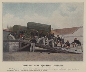Einschiffungsübungen, Fahrzeuge (koloriertes Foto) von (after) French Photographer
