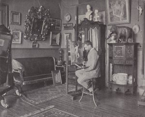 Französischer Maler Henri Gervex in seinem Atelier von (after) French Photographer